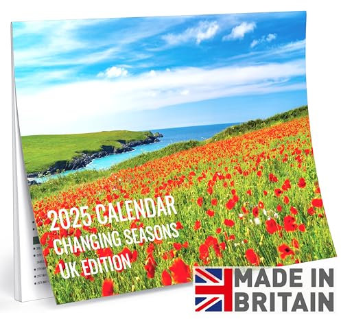 2025 Seasons Calendar - Gifts for ladies | A3 Month-to-View Featuring 12 High-Resolution UK Landscapes & Scenic Views | 2025 Wall Calendar UK, Family Planner | Mothers Day Gifts for Women