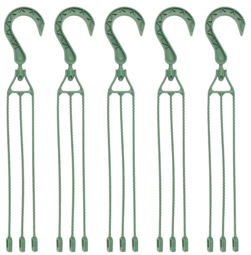 ZJIVQO Lot de 5 crochets de suspension en plastique pour pots de fleurs pour jardin, balcon, cour (vert)