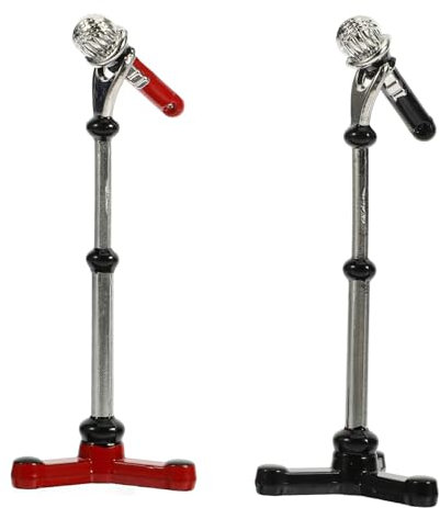 HAWILLOSCH 4 Set microfono simulato fare finta strumenti microfono senza fili microfono bambino microfono con asta bambino piccolo microfono giocattolo decorazione del microfono lega rosso