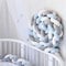 LHKXKKXX Bettschlange Baby Geflochten, Knotenkissen Babybett, Kantenschutz Bettumrandung, Seitenschläferkissen, Bettkantenschutz Baby Nestchen, Baumwolle Schlafkissen,White Grey Blue,2.5m