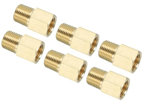 PATIKIL 4 Paquete de Adaptadores de Tubería de Latón, Casquillo Hexagonal, Adaptador Reductor de 1/8 NPT Macho a 1/8 NPT Hembra para Extensión Tubería en Grifo de Bañera y Ducha, Dorado