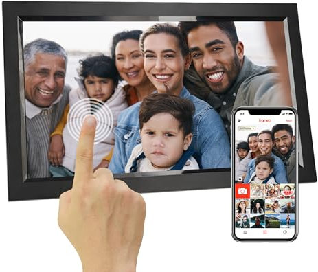 Silvergear® Digitaler Bilderrahmen 15.6 Zoll mit WiFi | FHD Touchscreen | 8GB Speicher | Fernfreigabe für Fotos & Videos | Smart Frameo App | Wetter & Musik Funktionen | Modernes Design