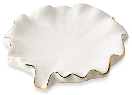 YoHyien Ceramic Soap Dish with Drainage, Lotus Leaf Soap Dish for Bathroom, Self Draining Soap Holder for Shower, Kitchen, and Sink, Keep Soap Dry & Easy Cleaning