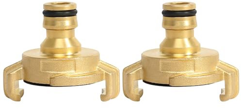 KUHAWL Messing Schnellkupplung, 2 Stück Gartenschlauch Schnellkupplungen, Schnellkupplung mit 1/2 Zoll Steckkupplung Klauenkupplung Adapter für Gartenschlauch Verbinder Steckkupplung