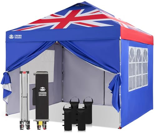 Pop Up Gazebo with 4 Sides, 3m x 3m Waterproof Pop Up Tent, Center Lock One Push Instant Garden Shelter, Heavy Duty Gazebo with Carry Bag, Bonus 8 Stakes and 4 Ropes