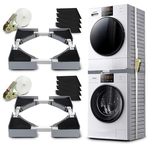 Sichler Haushaltsgeräte Stapelbausatz: 2er-Set Universal-Stapel-Verbindungsrahmen, Waschmaschine & Trockner (Universal-Stapelbausatz, Verbindungssatz, Anti Rutsch)