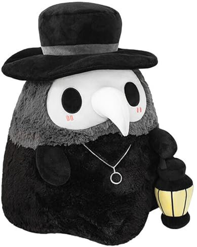 Generisch Plague Doctor Plush,20cm Plague Doctor Plüschtier,Luminous Plushie Toy,Halloween Luminous Plush Stuffed Cosplay Doll,Soft Lovely Couple Doll Party Dance Props,Halloween Kuscheltier (Black)