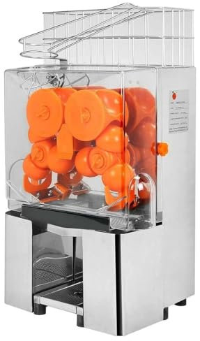 Máquina Exprimidora Naranjas Comercial,Exprimidor Eléctrico Cítricos 120W,Prensador Automático para Bares y Restaurantes,20 Naranjas/Min,Acero Inoxidable,Filtro Extraíble y 2 Cubetas