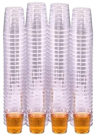 PinkWebShop Pack of 200 Plastic Shot Glasses and Dessert Cups | 30ml Shot Glass | Strong Durable Plastic Glasses for Parties, Events, and Sample Tasting | Crystal Clear and Elegant Design