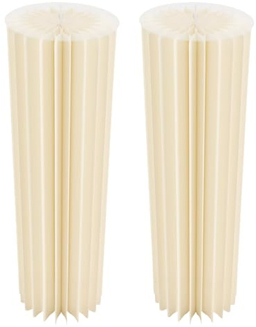 LANNADD Säule, 2 Stücken Hochzeit Blumensäule Dekosäule Vasen Faltbarer Tafelaufsatz aus Karton Säulen-Display mit Acryldeckel Centrepieces für Party, Garten Weiß
