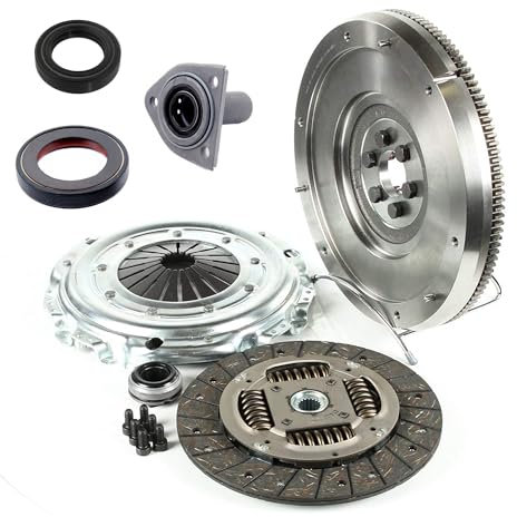 Partsline Kit embrayage complet avec volant moteur rigide + butée + guide + fourchette + vis turbo compatible moteurs 1.6 HDi 90/110 équivalent à 0532P5, 9677263580