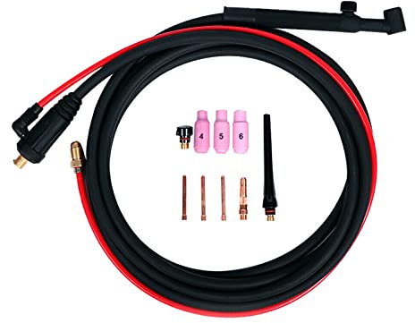 Kit torcia TIG per sollevamento cavi da 4 m con pinze, tazze in ceramica e tappi posteriori