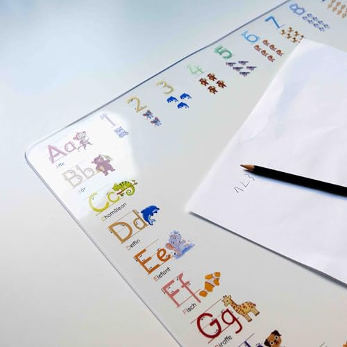 PROFOLIO Kinder Schreibtischunterlage - Rutschfest & Abwischbar - Tischmatte mit Motiv ABC zum Spielen & Malen - Geeignet als Bastelunterlage & Tischschutz - Maße 90 x 60 cm