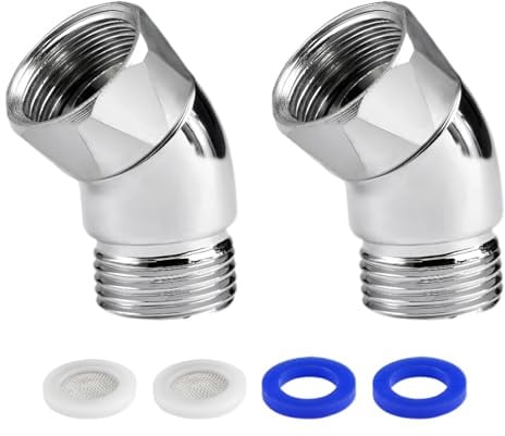 2 Stück Winkelstück für Handbrause Adapter 135 Grad,Drehbarer Gelenkstück Duschkopf Verlängerung mit Gummidichtung,Universeller Duschschlauch Adapter,Duschkopfverlängerung für Dusche Zubehör