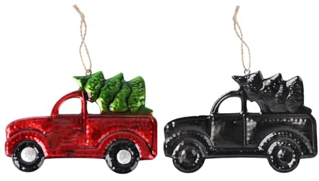 NUOBESTY Weihnachtsanhänger aus Eisenblech Fürs Auto, Vintage, Rot, zum Aufhängen, Festliche Dekoration für Zuhause, Einkaufszentrum, 14,5 X 9,9 cm (zufällige Richtung)