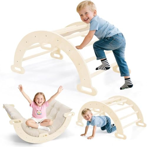 STYPLZ Indoor Kletterdreieck,Montessori Klettergerüst SetIndoor-Kletterset für Kleinkinder mit Dreieckiges Klettergerüst (2-Klein-Inklusive Schwammpad)