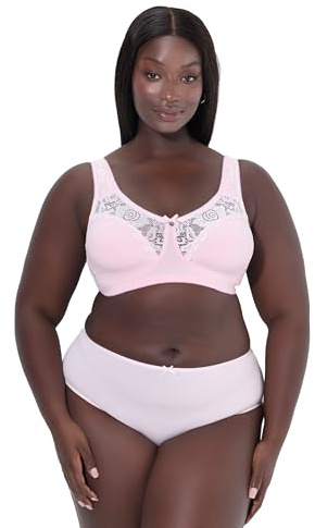 Ulla Popken Damen große Größen Übergrößen Plus Size Entlastungs-BH, Spitze, ohne Bügel Baby rosa 90C 800619504-90C