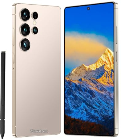 Smartphone J25 Ultra con pantalla de 7,3 pulgadas, 8 GB de RAM, 256 GB de almacenamiento, memoria ampliable, móvil 5G con doble SIM, Android 14, cámara dual y reconocimiento facial, color dorado
