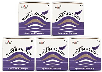 Nasara Original Kinesiologie Physio Tape für Sport und Medizin, Rollengröße 5cm x 5m, 5 Rollen, Lila