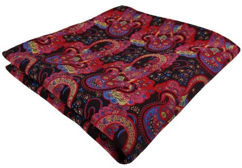 TigerTie Designer Einstecktuch in rot dunkelrot rosa blau Paisley gemustert
