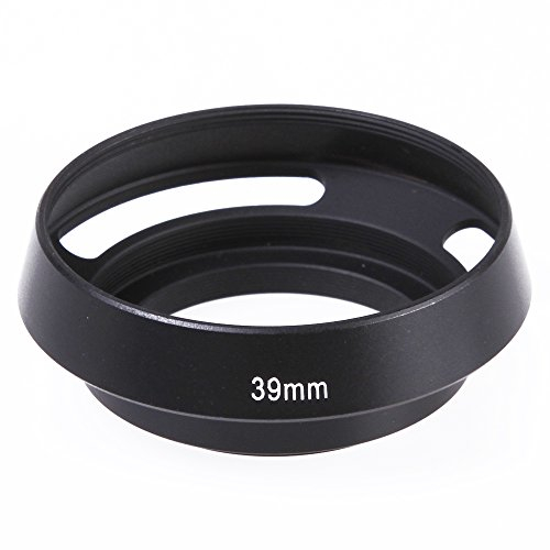 Fotga Nero Metallo Hollow Ventilato Curvo 39 millimetri lente Copertura a vite paraluce per Leica 39mm Filetto Filtro Lens DSLR