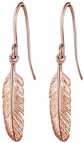 Glanzstücke München Damen-Ohrhänger Feder Sterling Silber rosévergoldet - Ohrringe Hänger rose-gold Damen-Schmuck