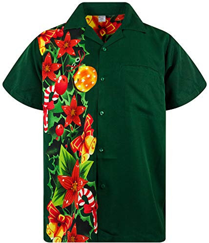 King Kameha Funky-Hawaii-Hemd, Weihnachten, Herren, Kurzarm, Christmas-Wedding, Grün, M