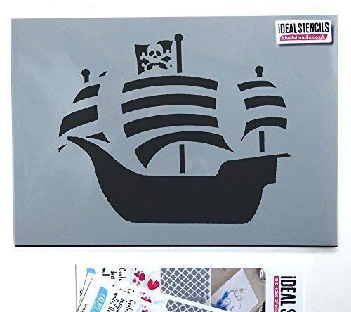 Ideal Stencils Piratenschiff Nautisch Schablone | Kinderzimmer Heim Wand Dekoration & Handwerk Schablone | Wandfarbe Stoffe & Möbel | 190 Mylar Wiederverwendbare Schablone