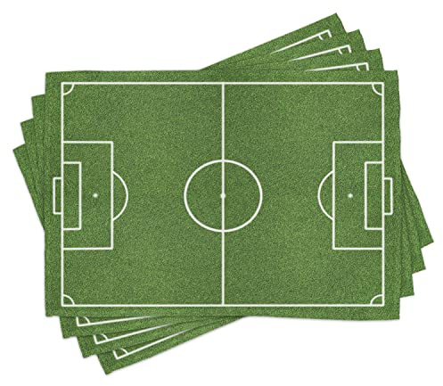 ABAKUHAUS Teen Zimmer Platzmatten, Fussballfeld Zeichnung Stadionsitze Grobe Grundlagen Zeichnung Sport, Waschbare Stoff Esszimmer Küche Tischdekorations Digitaldruck, Farngrün Creme