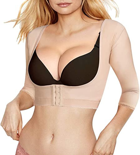 Bingrong Women Upper Arm Shaper Body Compression Sleeves Post Surgical Slimmer Humpback Posture Corrector Tops Shapewear