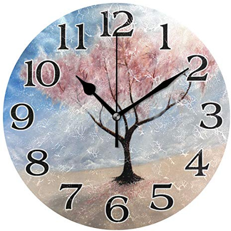 linomo Wanduhr, Baum des Lebens, geräuschlos, Nicht tickend, runde Uhr, leise für Küche, Wohnzimmer, Schlafzimmer, Badezimmer, Büro