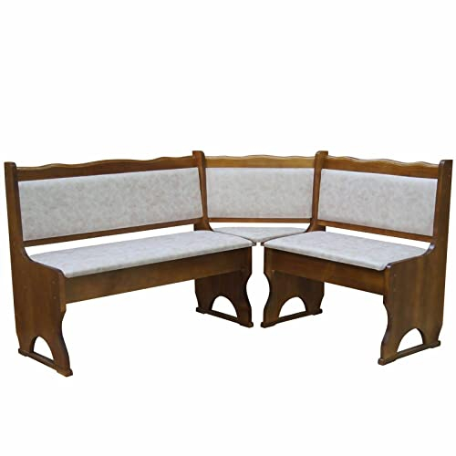 k koma Polster Eckbank Kiefer Holz, Eiche Farbe mit Polsterung MASSIVHOLZ - NEU ÖKOLEDER BEIGE (140 x 140)