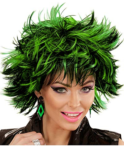 Horror-Shop Schwarz-grüne Steamy Perücke als Kostüm Zubehör für Halloween & Karneval