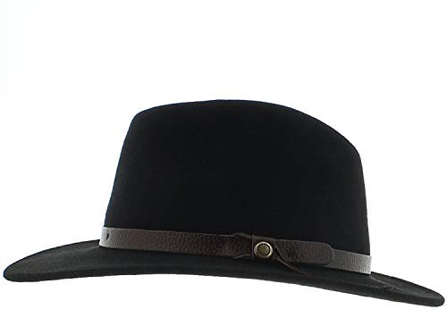 votrechapeau - Chapeau Fedora - Feutre imperméable - Amance - Noir (58 cm)