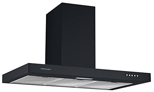 Cookology TSH901BK A+ Energy Rated 90cm Chimney Cooker Hood Extractor Fan, 3 Speed 315m3/hour, LED Lights, Wall Mount Range Hoods - in Black