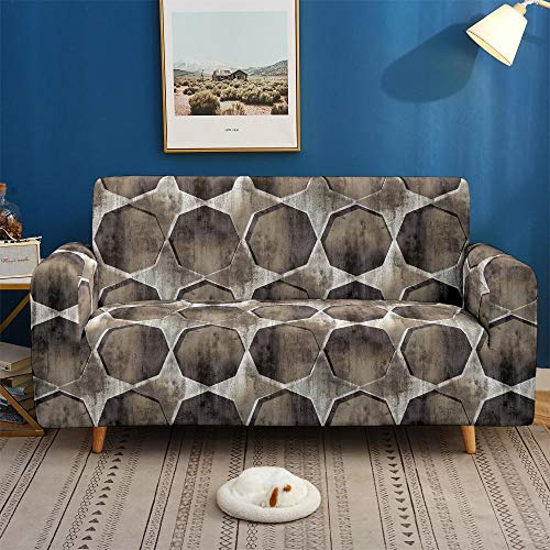 Tanboank Sofabezug 1 2 3 4 Sitzer Sofa,Braune, Moderne Geometrie Sofa Hussen Stretch Sofa überzug Ecksofa Stretch Sofahusse Couch Cover I Form Sofaüberwurf L Form 145-185 cm