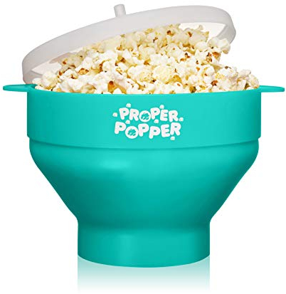 D. The Original Proper Popper Microwave Popcorn Popper, Silicone Popcorn Maker, Collapsible Bowl BPA Free & Dishwasher Safe - (Aqua)