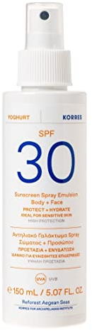 Korres YOGHURT Sonnenschutz Sprüh-Emulsion für Gesicht & Körper SPF30, 150 ml