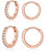 Deyanse Petites Créoles Boucles d'oreilles Femme Fille en Argent Fin 925 avec Zircone Cubique Ensemble de Creole/Anneau Plaqué Or Rose Unisexe Hypoallergénique Cartilage Huggies Set, Diamètre 12, 14mm
