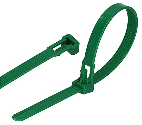 GARDENIX Pflanzenbinder, Kabelbinder 100 Stück (7.6 mm x 150mm, Grün), Wiederverwendbar, Verstellbarer
