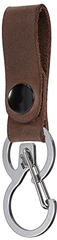 KeyUnity Schlüsselanhänger Leder, Lederanhänger mit Schnellverschluss Edelstahl Schlüsselringe, EDC Schlüsselbund Karabiner Zubehör für Ledergürtel, Taschen (KS03)