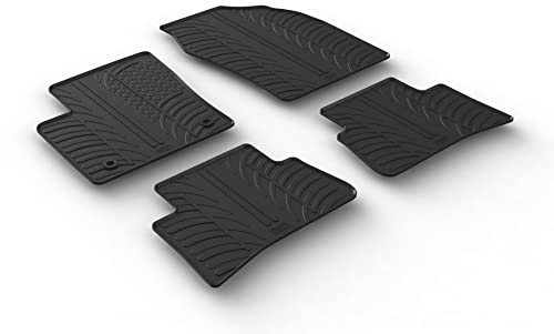 AROBA GL0693 Design Gummi Fußmatten kompatibel mit Toyota C-HR und C-HR Hybrid ab BJ. 10.2016> erhöhter Rand 4 TLG Farbe Schwarz Gummimatten Automatten passgenau