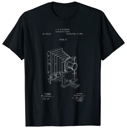 Camera Man T-Shirt with Antique Patent Art Camera T-Shirt