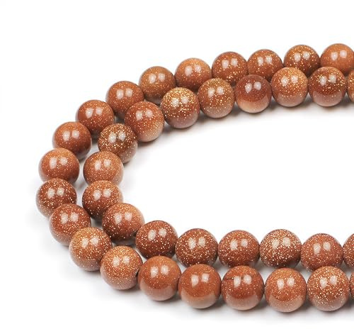 MJDCB Round Stone Beads 12mm Golden Sandstone Loose Gemstone Beads for Jewelry Making Bracelet Necklace 30pcs