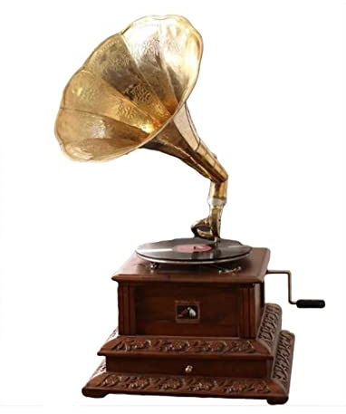 Blackperlcrafts by Handmade Collectable Gramophone Sound Box Unique Wooden Antique Phonograph Look Win Up Record Player Beautiful Showpiece for Home Décor Item