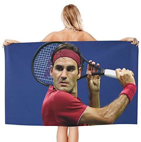 ALJODI Roger Federer Strandtuch Badetuch, Mikrofaser, gut für Reisen an den Strand, Baden (A1, 80 x 160 cm)