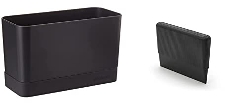 Brabantia - 117503 - Organiseur d'évier, Gris foncé & Racloir pour Vaisselle - Dark Grey