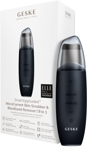 GESKE | SmartAppGuided™ MicroCurrent Skin Scrubber & Blackhead Remover | MicroCurrent | 9 en 1 | Cuidado de la piel | Limpieza facial | Antiedad | Lifting profesional | Eliminador de puntos negros