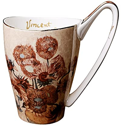 DECRZPB Ceramic Coffee Mug Sunflower Tea Cup Pottery Coffee Cup Milk Juice Mug Birthday Gift for Office and Home
