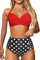 JFAN Costume da Bagno Donna Vita Alta Costumi Piscina Due Pezzi Imbottito Push Up Beachwear Reggiseno Bikini Donna Mare,Rosso + Pois L